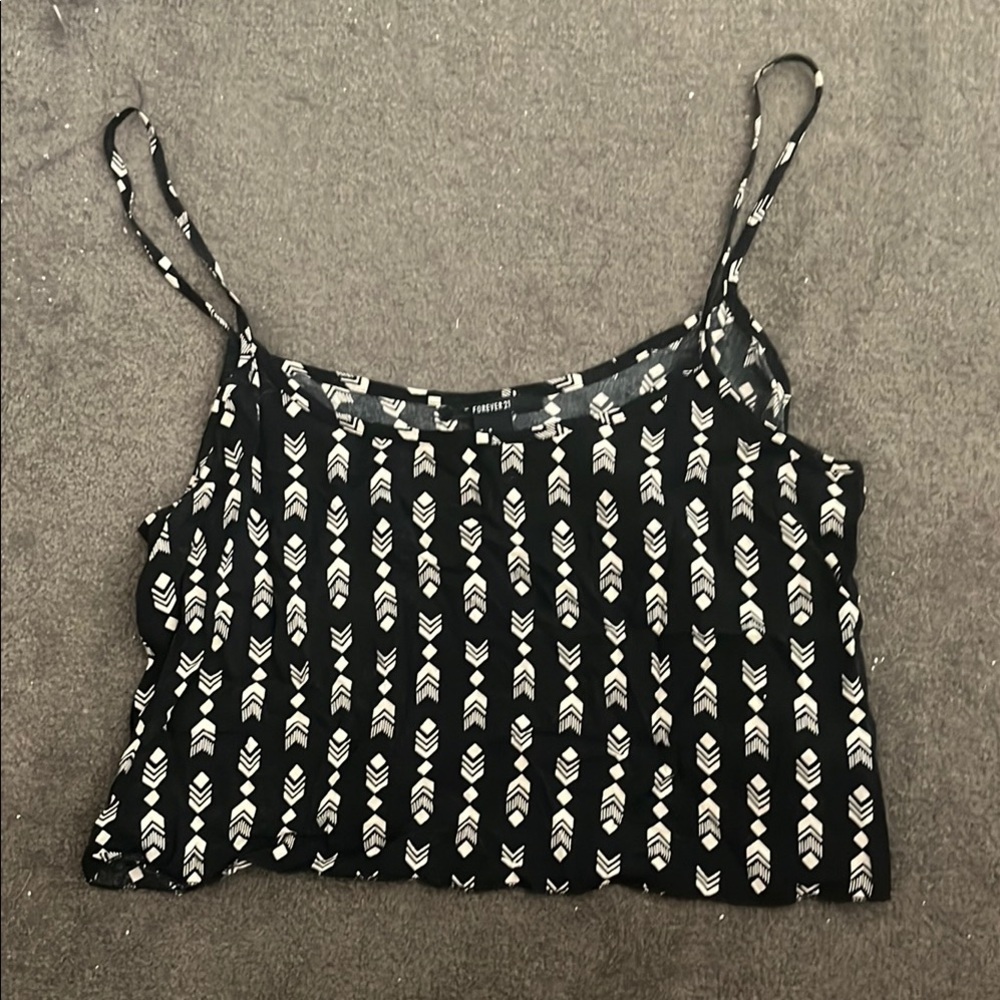 Forever 21 Black and White Crop Camisole